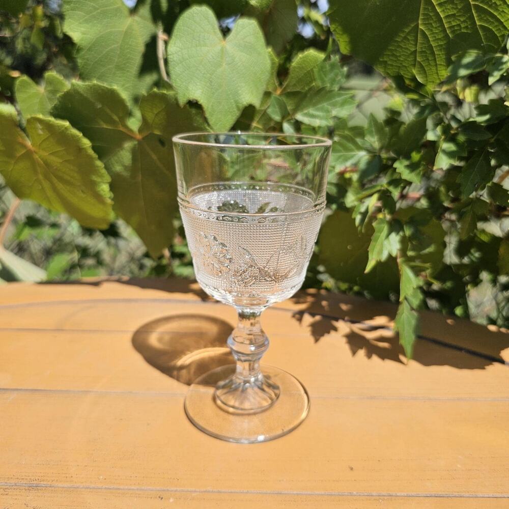 Vintage Daisy Scroll Wine Glass: Canton Dahlia Pattern Goblet